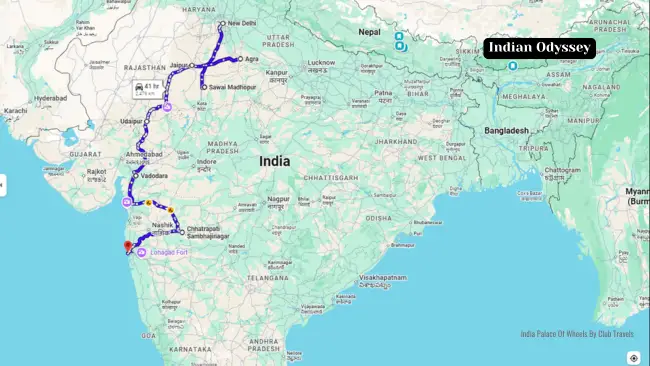 Indian Odyssey Route Map