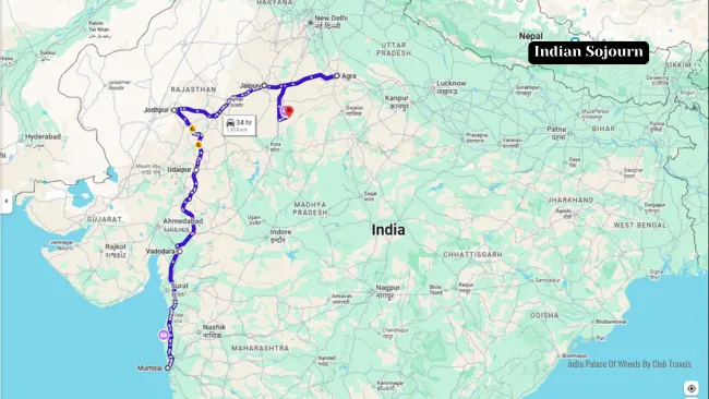 Indian Sojourn Route Map