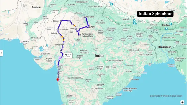 Indian Splendour Route Map