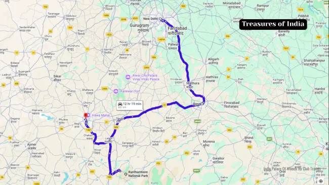 Treasures of India Route Map
